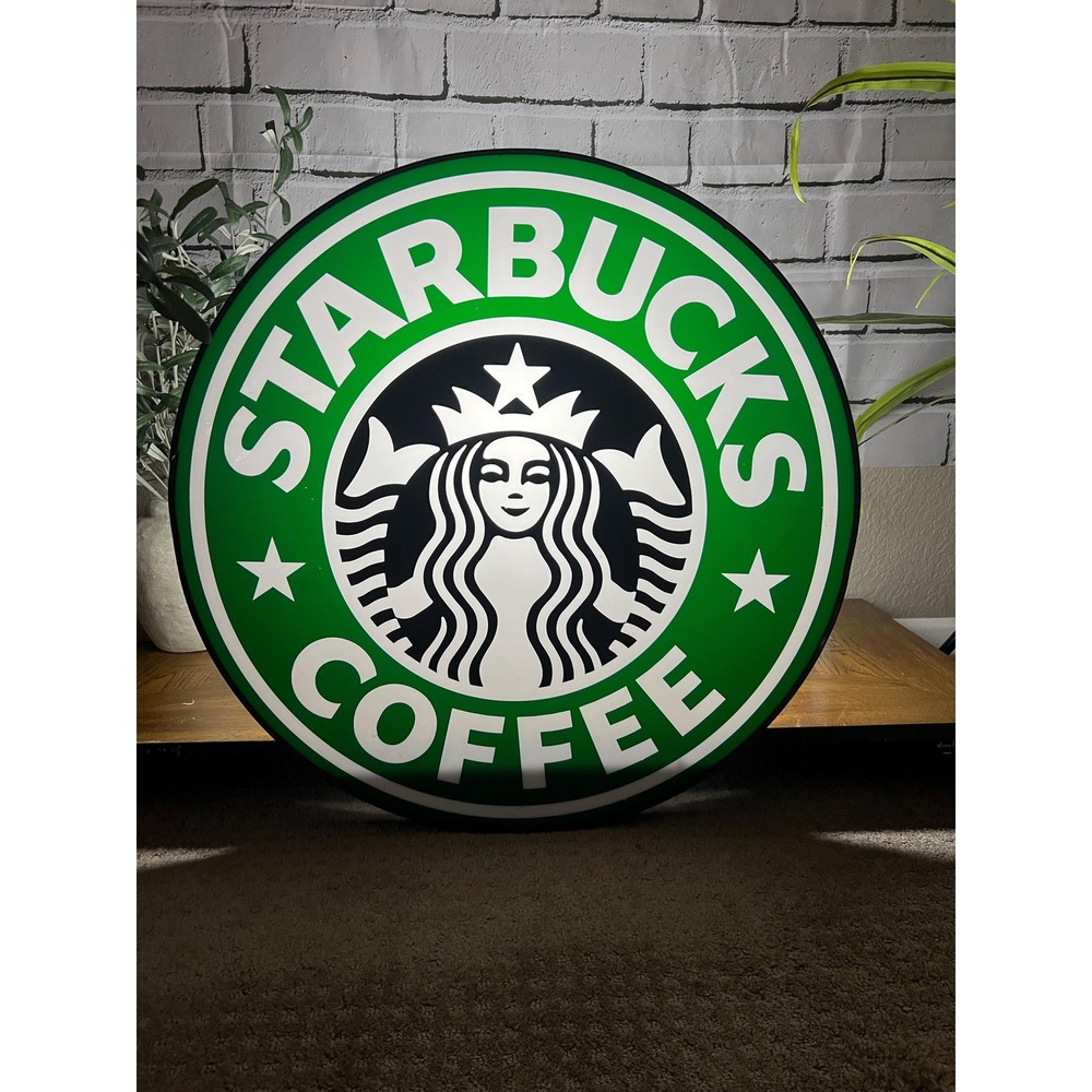 Starbucks Coffee Double Sided Light Box Sign Round Siren Logo Advertising Decor